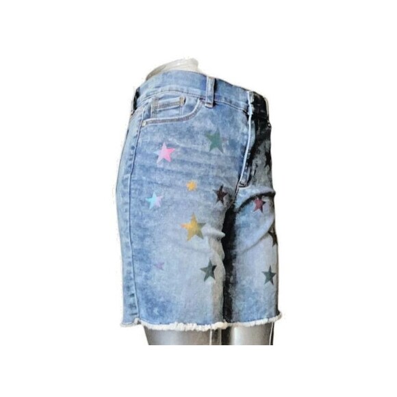 Jordache Shorts 12 Distressed Adjustable Stars Blue Denim (W26 L7) - Picture 4 of 13